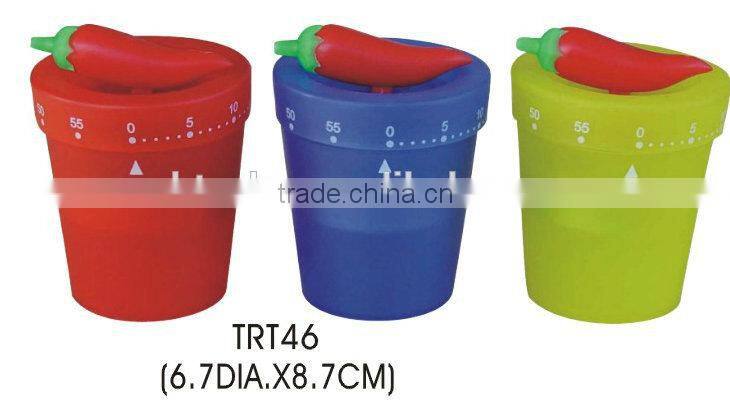 Flowerpot shape plastic mechanical countdown timer/kitchen timer