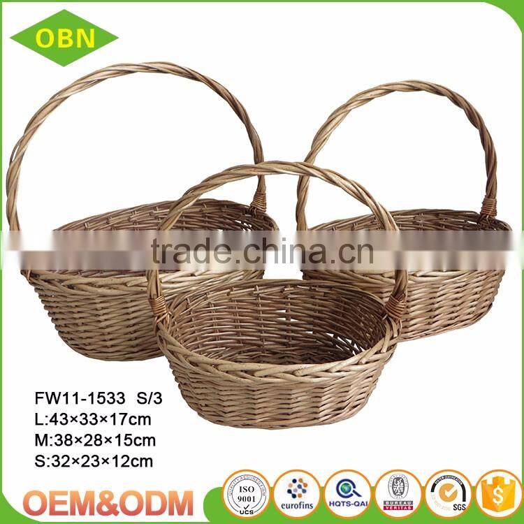 Wholesale Cheap Handmade Willow Woven Wicker Fruits Basket with Handle
