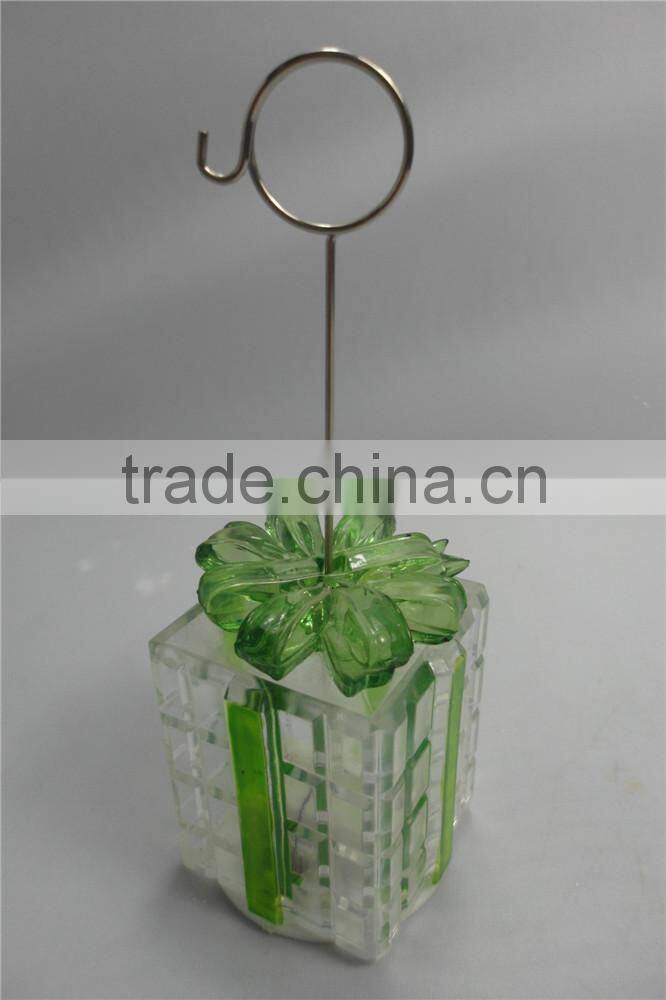 Holiday Party Placecard Favor in Gift Box Shape with a Blue or Green Ribbon