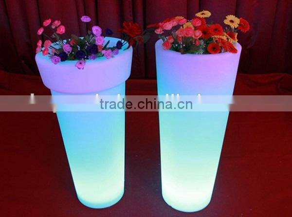 Plastic white PE illuminated outdoor furniture, illuminated led flower pot, glowing led ice bucket