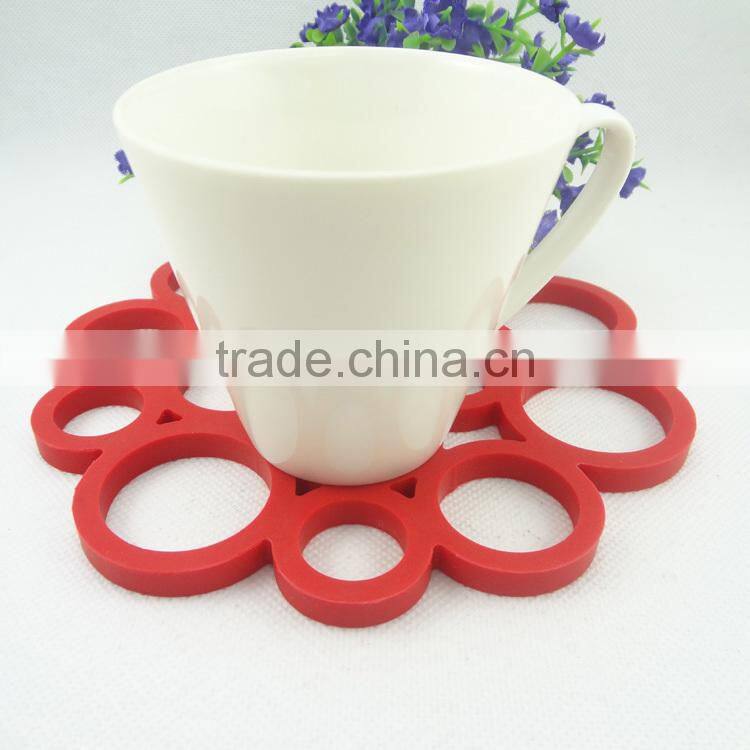 FDA food grade round circle flower shaped silicone pot pan cup holder pad