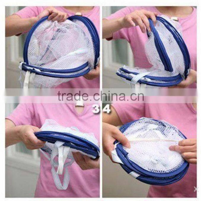 White Blue Double Layer 60cm Dia Folded Clothes Hanging Dryer Basket(TM-CPH-018)