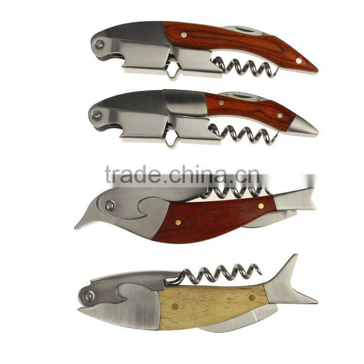 2015 new barman helper wine opener corkscrew with wood handle