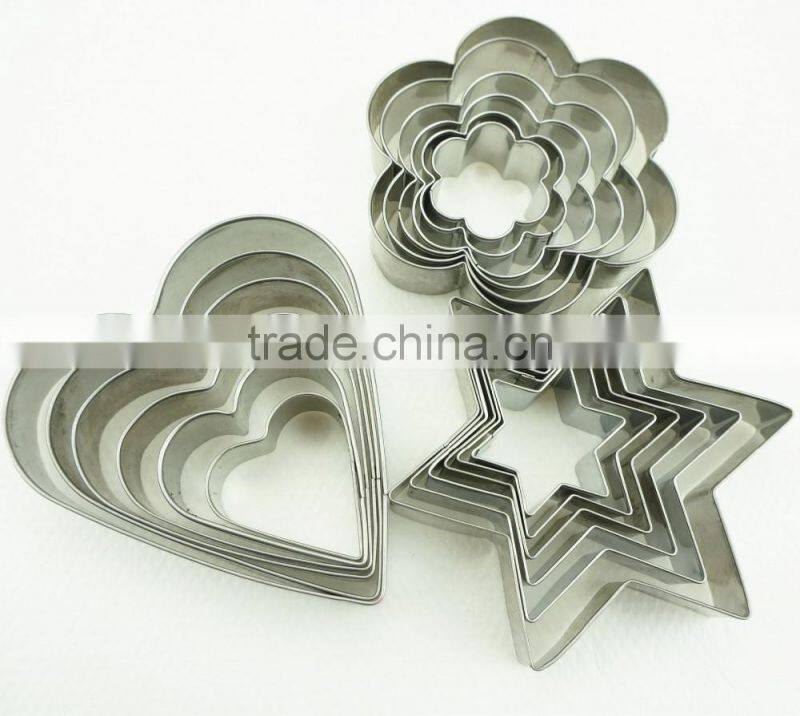 47033 18 pcs star heart flower Shape Cake cookie cutter ,fondant cake decorating tools