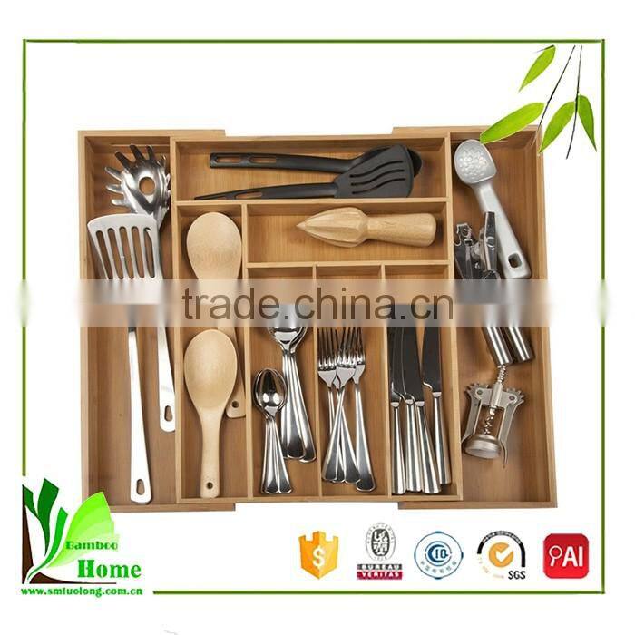 Quality-assured bamboo flatware organizer