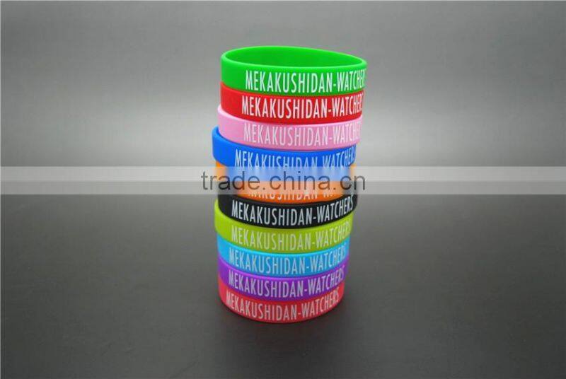 eco-friendly silicone watch style wristband custom personalized printed silicone bracelet