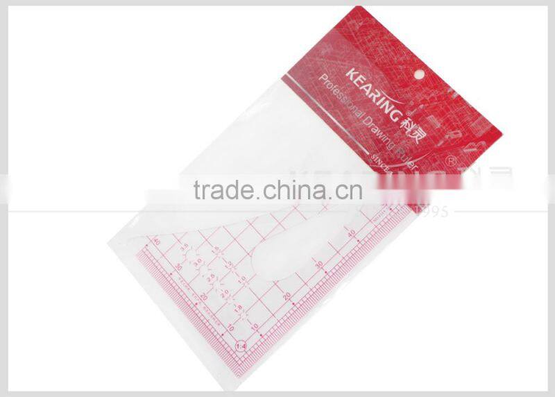 Kearing brand1.2mmn thick sandwich line printing 1/4 plastic scale ruler for fashion design garment measurement #8514