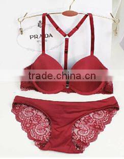 sexy front closure push up sexy ladies seamless lace bra set