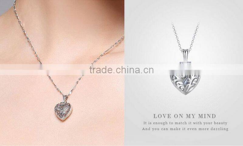 2017 Elaborate Hollow Out Design 925 Sterling Silver jewelry Heart Shaped Pendant