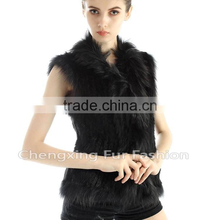 CX-G-B-21B New Fashion Real Knitted Women Rabbit Fur Italian Fur Vest