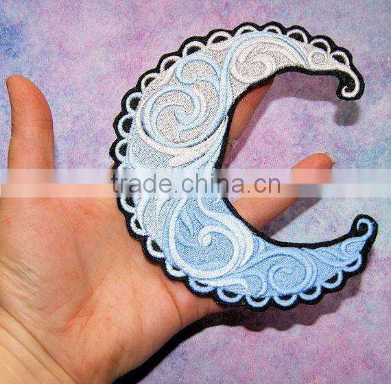 Custom high quality embroidered creative moon patch for clothes embroidery patch made in china choose size/color