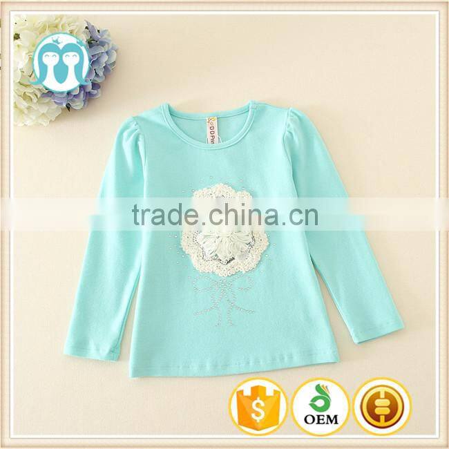2015 fashion children's tee girls shirt plain newest design shirts for child of 110-140cm