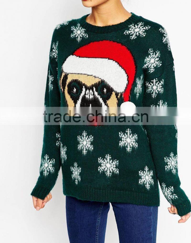 2016 women Christmas Novelty Knitted Top New Christmas