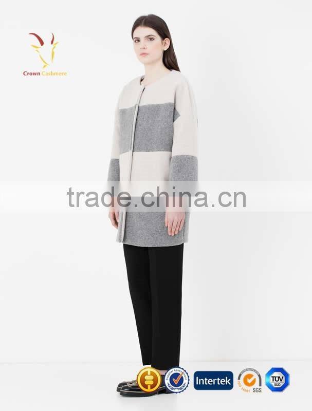 Classic Crew Neck Cashmere Overcoat Womens Winter Coat Wool