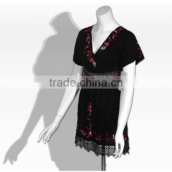 2015 OEM latest high quality black women formal dress V-neck