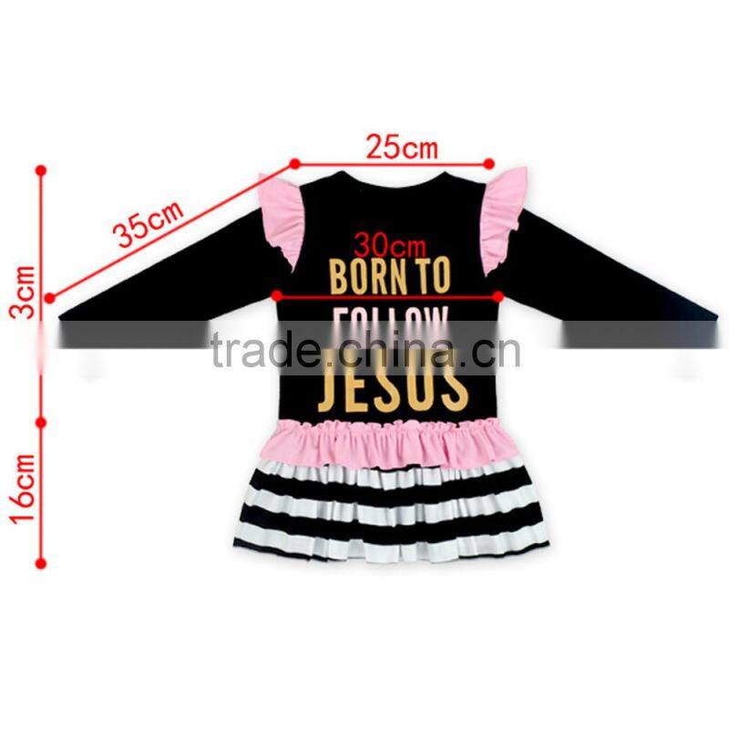 New Design 3pcs children clothing set ruffle compression long sleeve edible fungus shirt and pant gilr short layered set