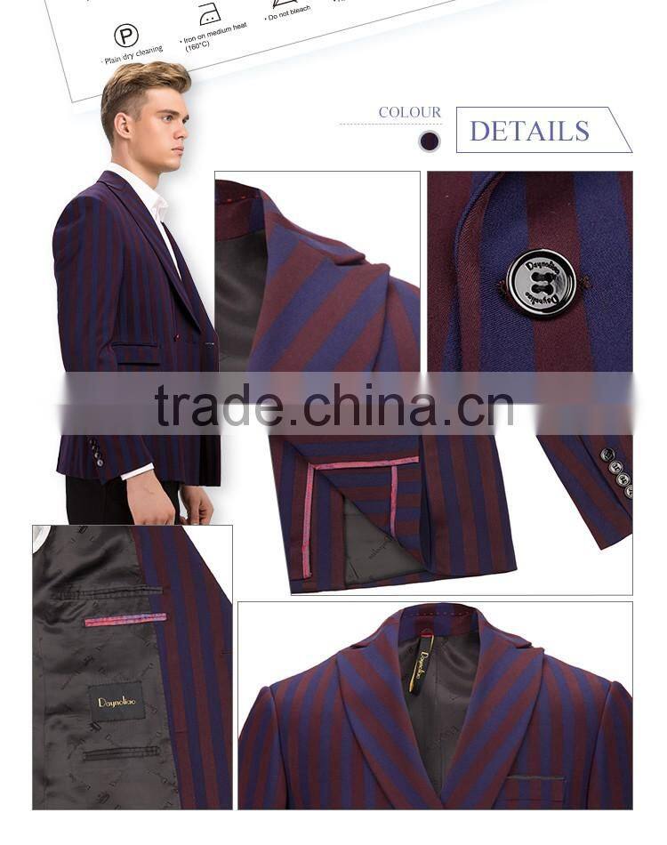 Daynoliao 2016 fashion design men wear vertical stripe half lining purple latest men blazer designs