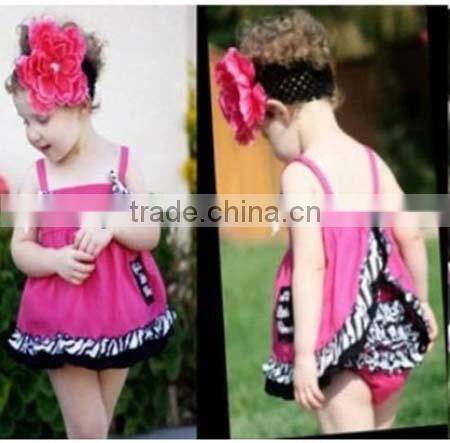 Factory price wholesale cute beautiful baby girls chevron Swing Top Set, Hot sale Children's Clothing Sets SW655