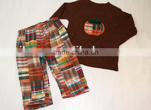 Factory price sales wholesale children's boutique clothing Halloween embroidery pumpkin patterned boys suit