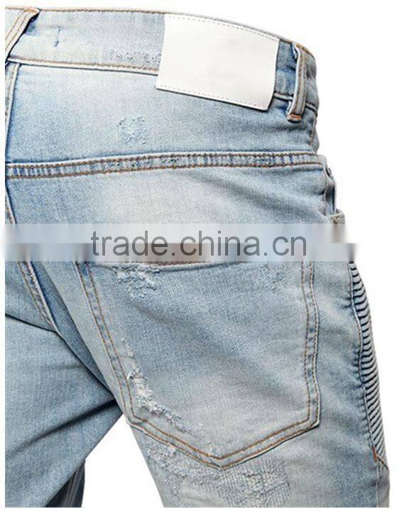 2017 custom new fashion jeans pants shinny wash jeans pants for boys