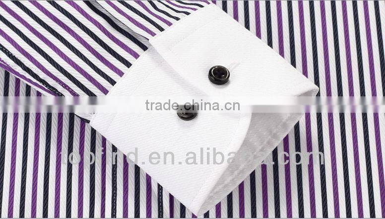 Formal double collar 100% cotton long sleeve stripe Men Shirts