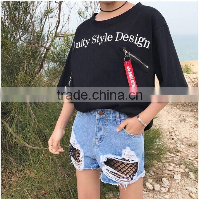 Oversized Loose print zip t shirt for girls