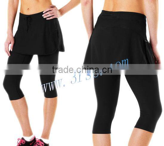 custom polyester spandex yoga pants with skirt