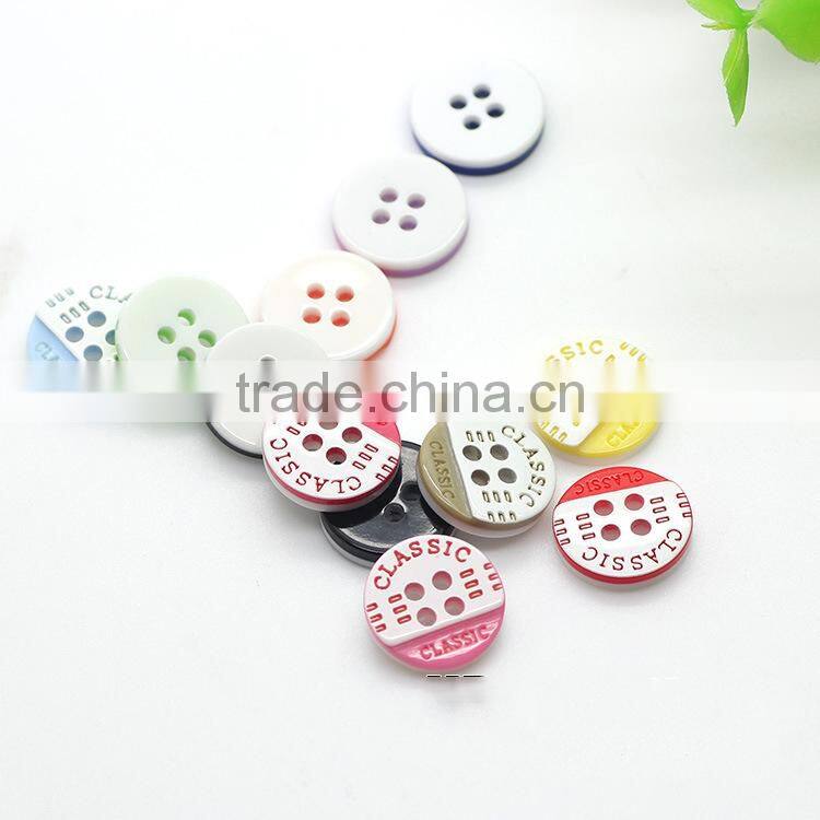 Stock 4-Holes Color Classic Plastic Resin Shirt Button For Garment