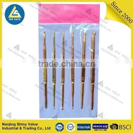 golden colors double head aluminum knitting crochet from china
