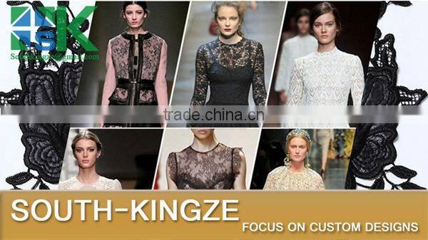 collar Black PU leather embroidered Venise Embroidery Lace Fabric Costume Dress fine Applique motif Dress