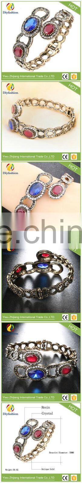 Antique Gold Vintage Bangles Bracelets Female Accessories Fashion Turkish Jewelry Metal Resin Bracelet
