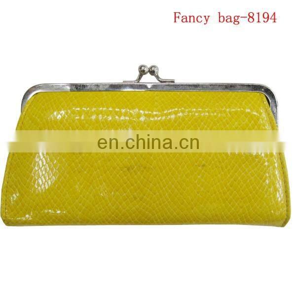 Solid color shiny pu wallet ladies party purse cheap