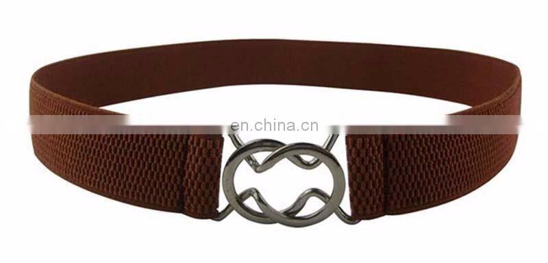 Woman ladies trendy woven thin waist with rose buckle