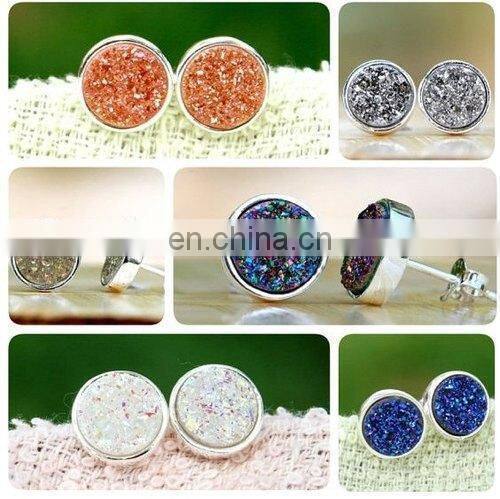 Crystal Quartz Bezel Set Gemstone Earring/Double stone earrings/2015 women fashion earrings