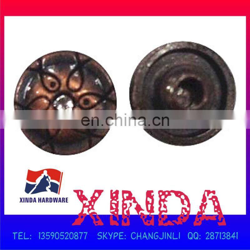 10mm Rhinestone Metal Jeans Rivets, Made of Alloy with Plating Finishing, OEM Orders Welcomed