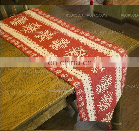 factory price cotton and linen table runner for christmas decoration
