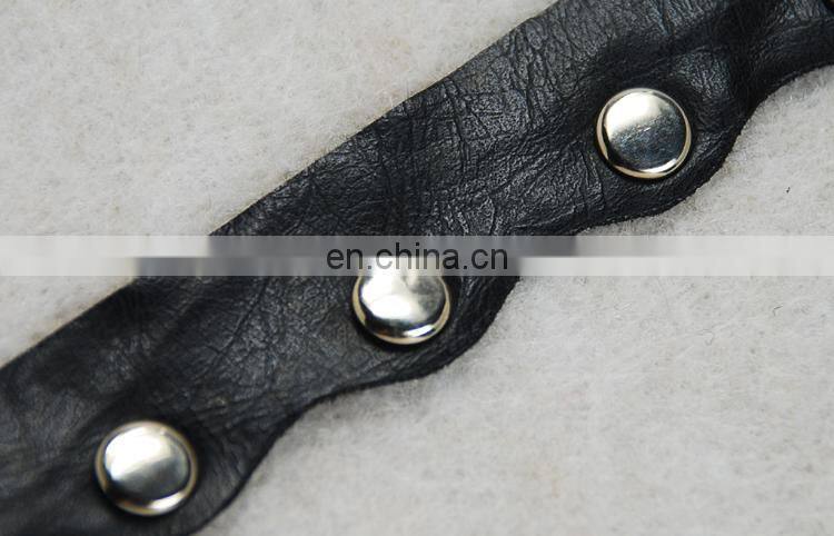 2017 new style pu leather wave lace trimming