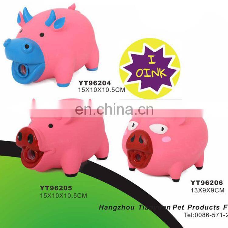 Cute pig interactive dog toy pet latex toy with oink squeaker