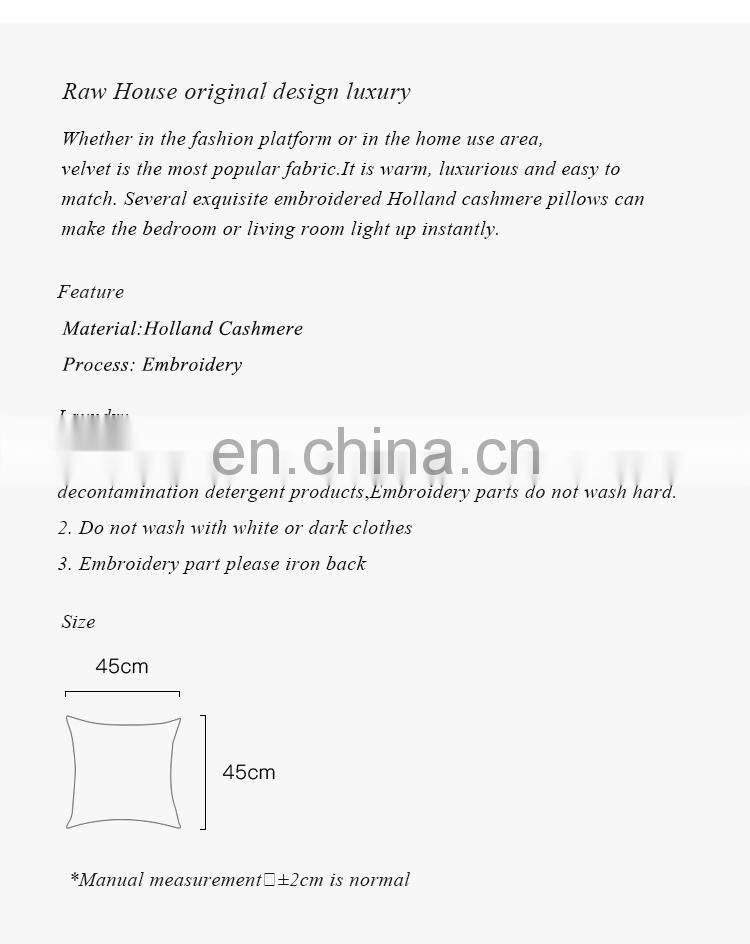 RAWHOUSE low Moq custom cushion covers solid velvet cushion cover