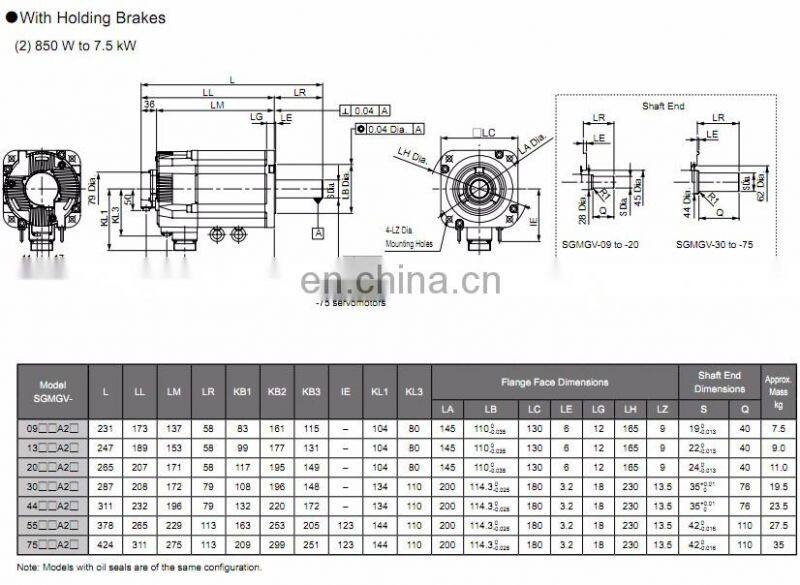 YASKAWA SGDV-180A01A+SGMGV-20ADC6C 1.8KW servo motor
