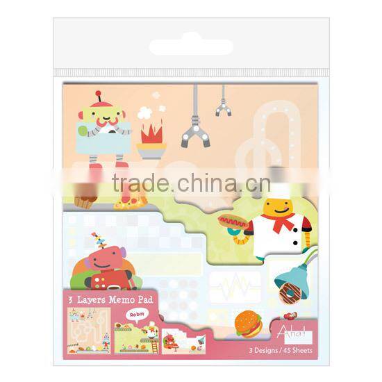 Stationery Gift Colourful Dinosaur Monster Robot Animal 3 Layers Memo note Die cut Memo Pad