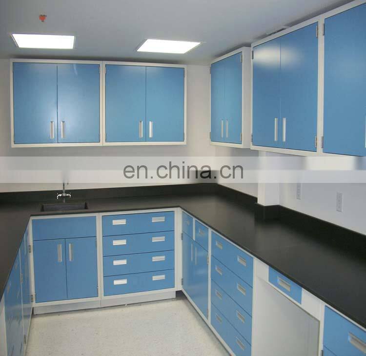 Wooden/MDF bench, lab wall bench, physics laboratory table island bench