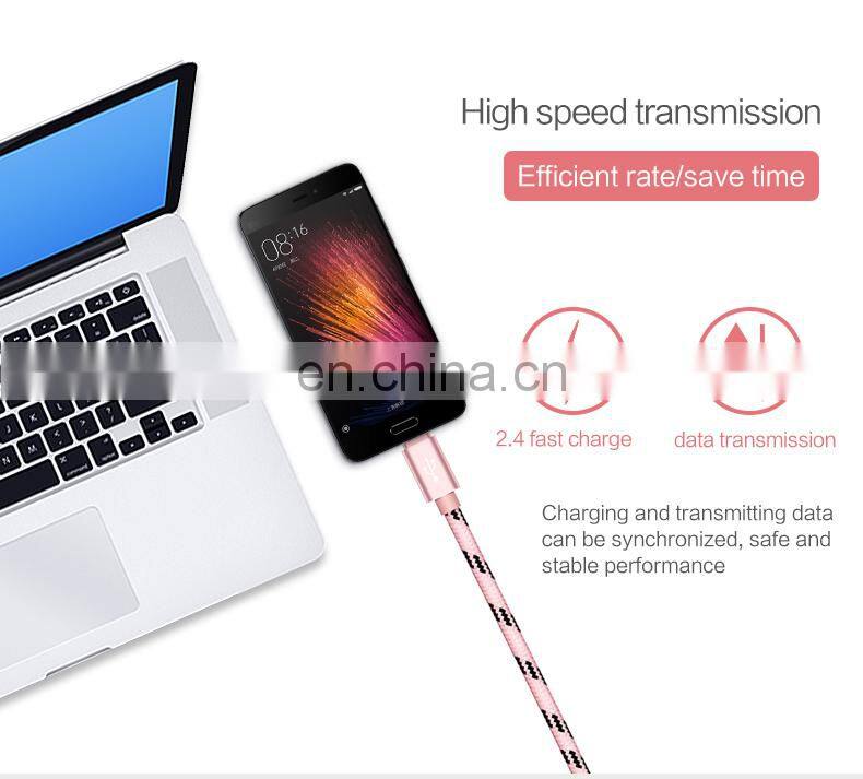 Fabric Data Line Fast Charging Line Phone Charger Usb Charging Nylon 1M Micro Usb Type-C Ios Cable 3 In1 Mobile Phone Data Line