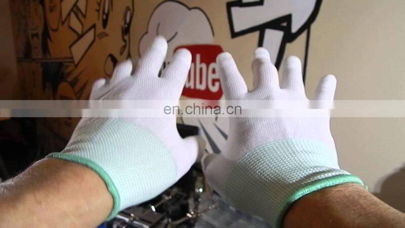 13 Gauge Polyester PU Palm Coated Gloves Protective Work Hand Gloves