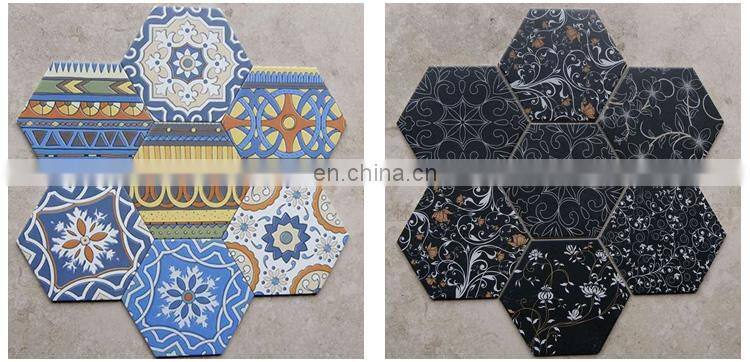230*200*115 Art Tile Mediterranean style Blue and White Porcelain Hex Floor Tile/Wall Tile