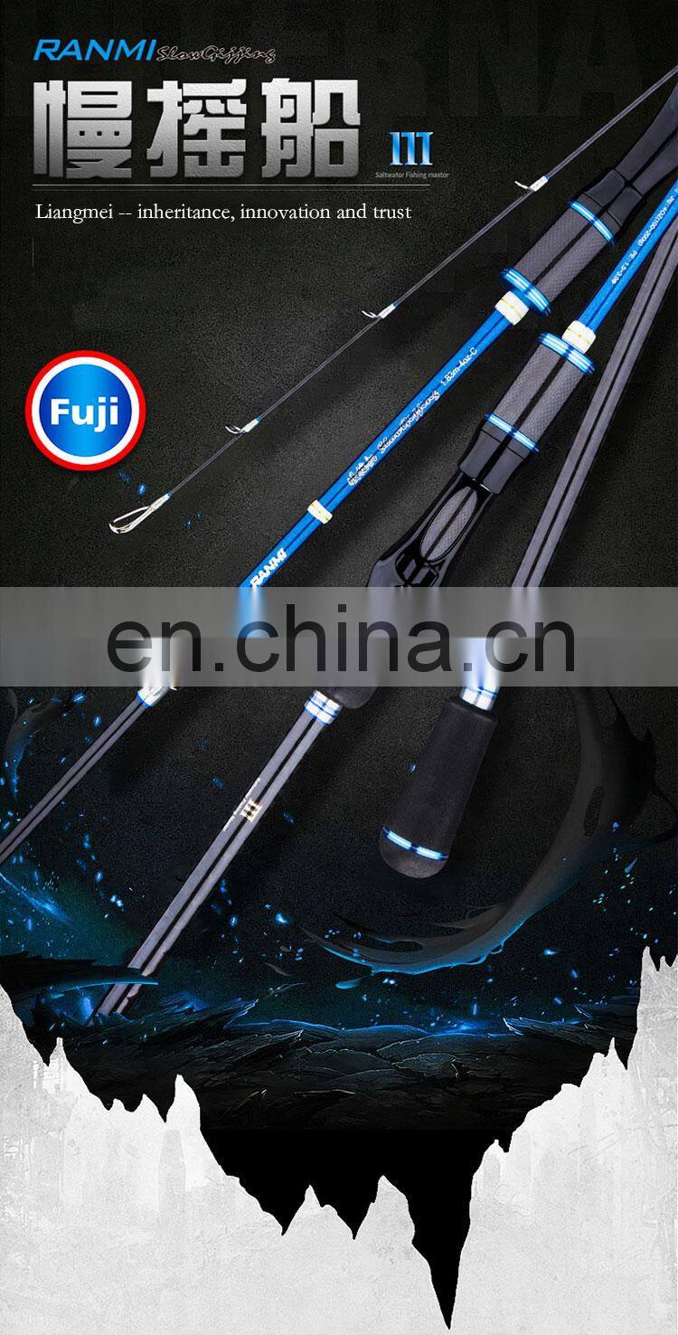 RANMI Japan Full Fuji Parts Lure Sea Boat slow Jigging Fishing Rod 2 Sections Carbon Fiber Saltwater Spinning Fishing Rod