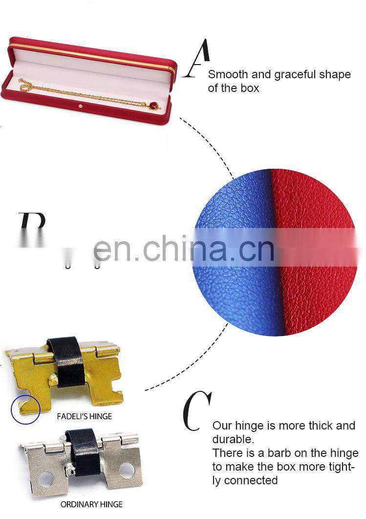 china manufacturer wine red color pu leather jewelry box for lovers marriage ring bracelet jewelry box