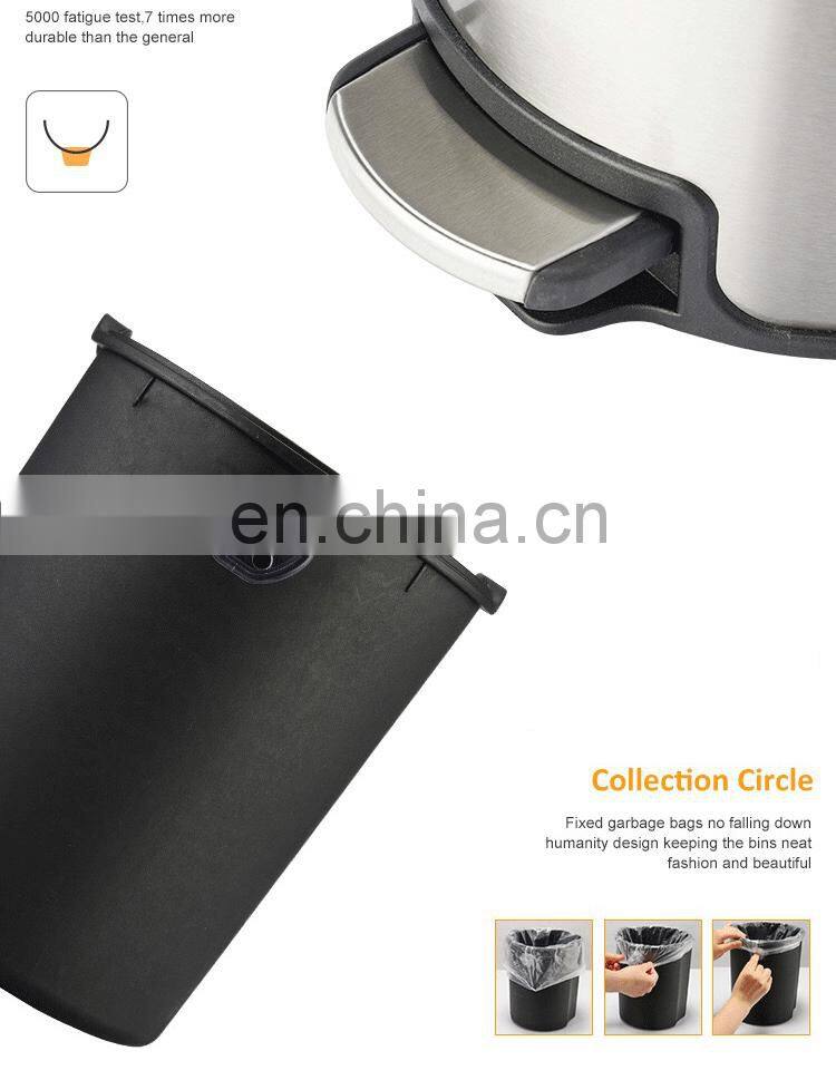 Top quality stainless steel foot pedal garbage bin stock household waste bin