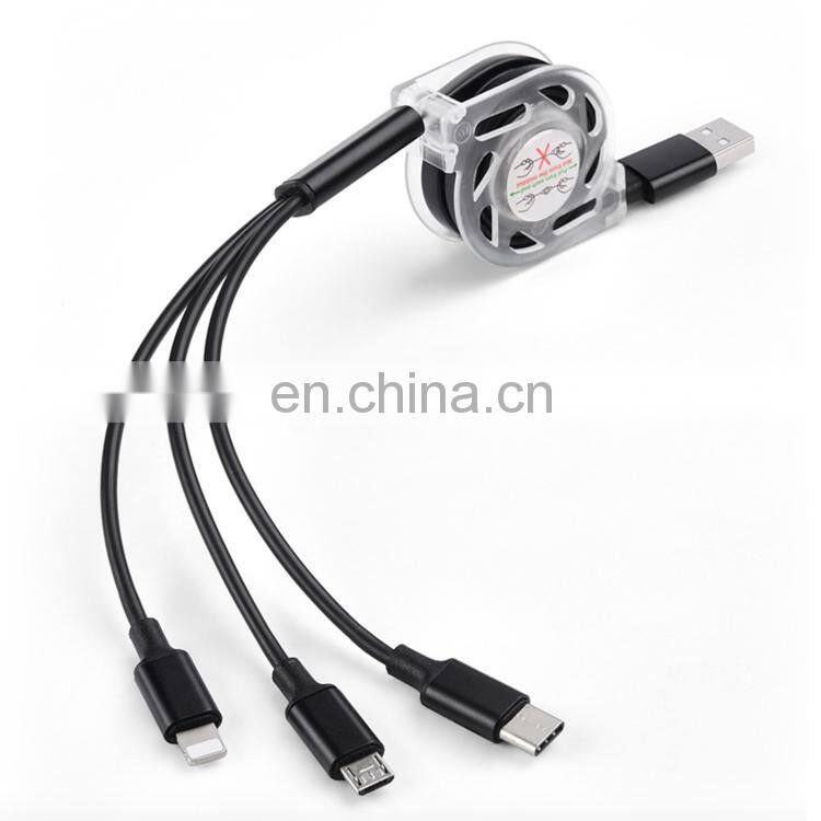 Retractable Keychain Multiple Charging 8pin Type C Micro Usb Cable