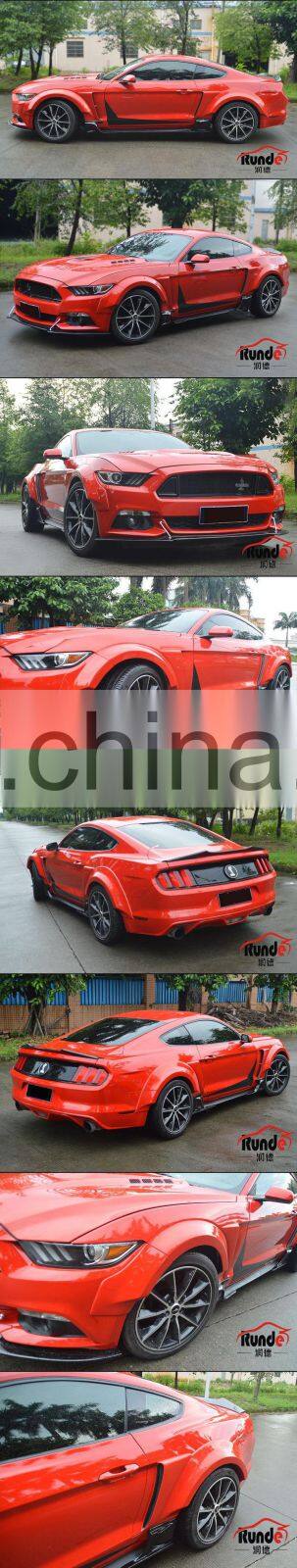 Runde Car Modification Resin Material Flame Wide Body Wheel Eyebrow Front Lip Side Skirt Spoiler For 15-17 Ford Mustang Body Kit